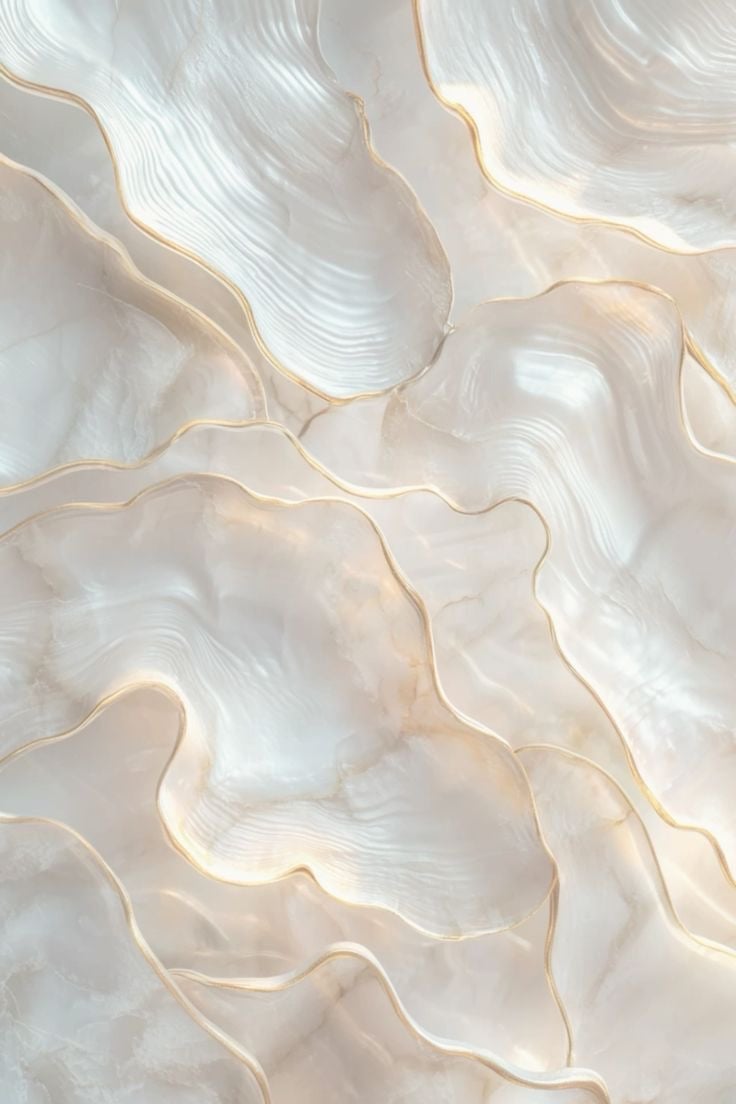 Close-up of translucent white agate slices with golden veined edges forming an abstract organic pattern